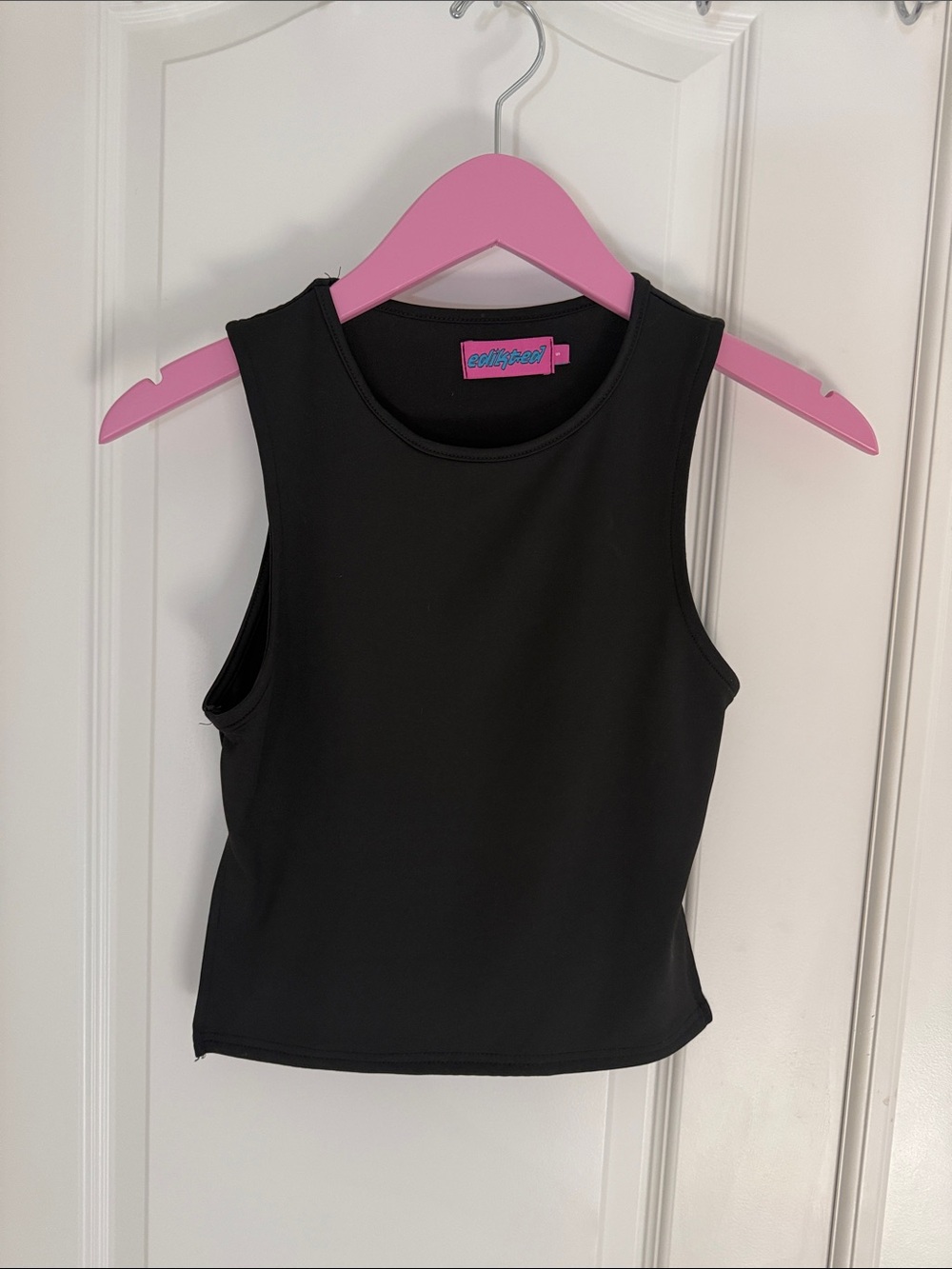 Edikted Black Fitted Tank Top with short back lower half